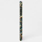 Aangepaste Gouden Damask Bloempatroon Blauwgroen B iPhone Hoesje (Linkerkant)