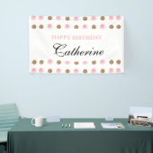 Aangepaste gouden en roze pols-dot-jaarbanner spandoek (Beurs)