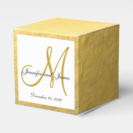 Aangepaste Gouden Folie Gekleurde Monogram Favor B Bedankdoosjes (Voorkant Zijde)