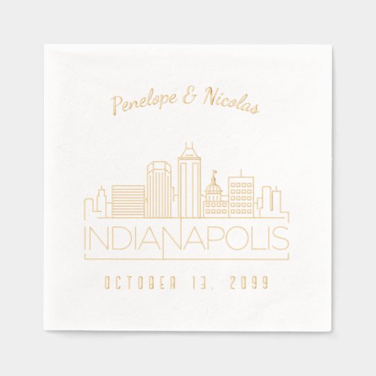Aangepaste gouden folie Indianapolis bruiloft serv Servetten (Voorkant)