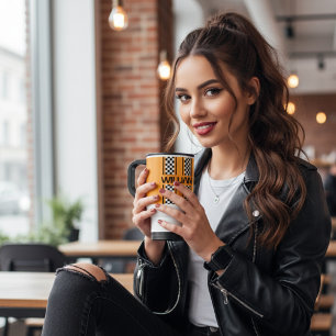 Aangepaste Gouden Geel & Zwart Auto Race Stripe Reisbeker