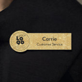 Aangepaste Gouden Glitter Personeelsnaam Tag met R