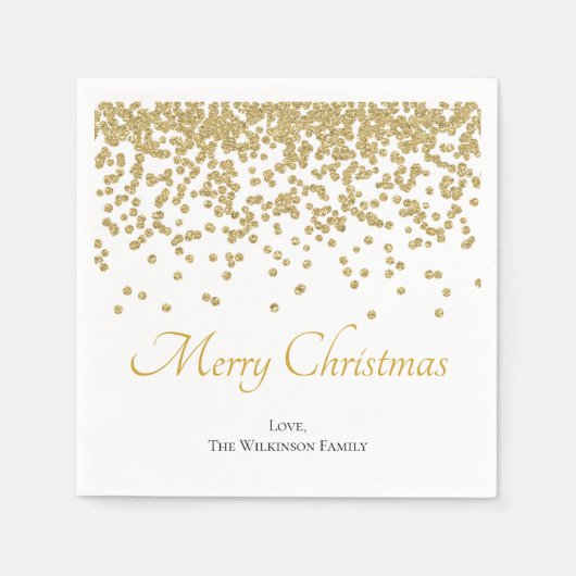 Aangepaste Gouden Glitter Vrolijk Kerstpapier Servet (Voorkant)