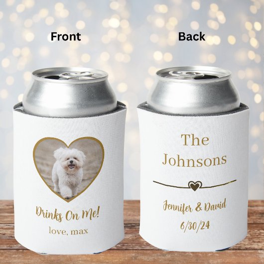 Aangepaste Gouden Hart Foto Hond bruiloft Blikjeskoeler