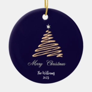 Aangepaste gouden kerstboom keramisch ornament