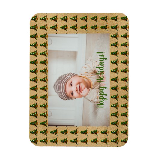 Aangepaste gouden kerstboom magneet (Verticaal)