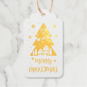 Aangepaste gouden kerstboom ontwerp met slee cadeaulabels (Voorkant)