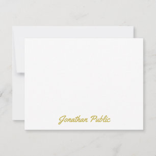 Aangepaste Gouden Kleur Hand Script Tekst Geperson Notitiekaartje