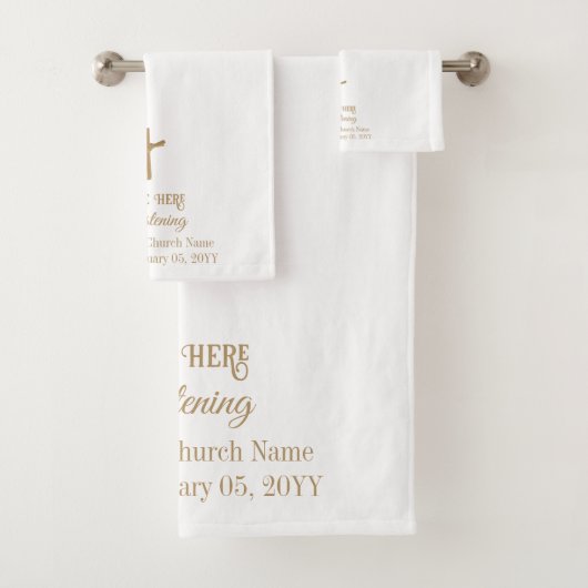 Aangepaste Gouden Kruis Religieuze doop, Doop Bad Handdoek (Insitu)