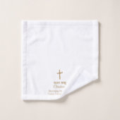 Aangepaste Gouden Kruis Religieuze doop, Doop Bad Handdoek (Wasdoekje)