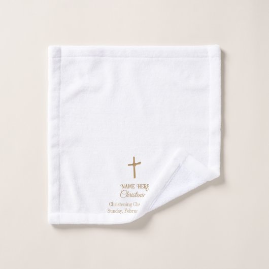 Aangepaste Gouden Kruis Religieuze doop, Doop Bad Handdoek (Wasdoekje)