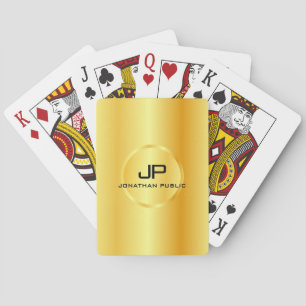 Aangepaste gouden look Monogram Moderne Elegant Sj Pokerkaarten
