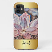 Aangepaste gouden met Lotus Flower Case-Mate iPhone Case (Achterkant)