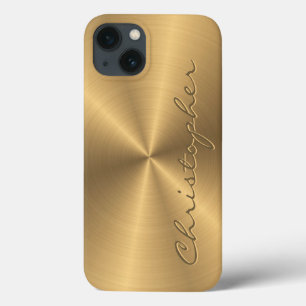 Aangepaste gouden metalen radiale textuur iPhone 13 hoesje