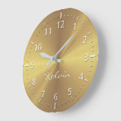 Aangepaste gouden metalen radiale textuur grote klok (Hoek)