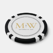 Aangepaste gouden monogram trouwdatum poker chips (Enkel)