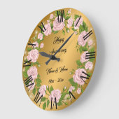 Aangepaste gouden roos verjaardag geluk grote klok (Hoek)