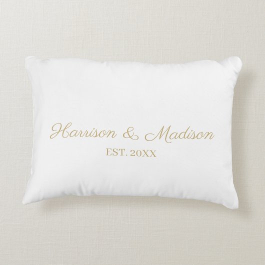 Aangepaste gouden scriptkoppel naamdatum bruiloft accent kussen (Achterkant)