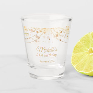 Aangepaste gouden slingerlichten 21e verjaardag shot glas