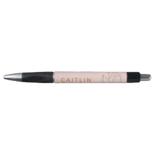 Aangepaste gouden stenen Blush roze Pen
