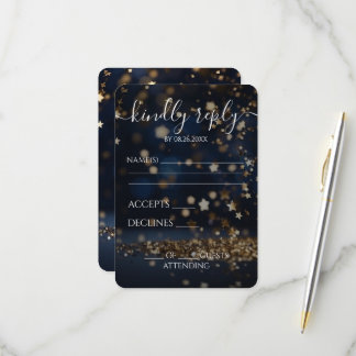Aangepaste gouden ster glitter bruiloft RSVP kaartje