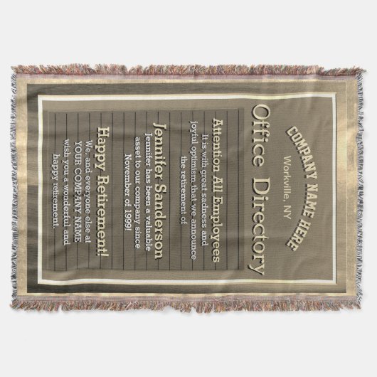 Aangepaste  gouden teken pensioen deken (Voorkant)