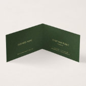 Aangepaste gouden tekst Elegante groene luxe gevou Visitekaartjes (Binnen)