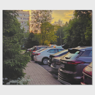 Aangepaste Gouden Uur Stedelijke Bomen — Cadeaupap Cadeaupapier