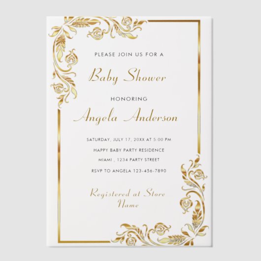 Aangepaste gouden Vellum Baby shower Uitnodiging S (Voorkant)