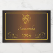 Aangepaste Gouden Verjaardagsnaam Mini Wijn Etiket (Enkel label)