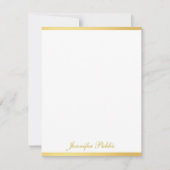 Aangepaste Gouden Wit Hand Script Verticale Sjablo Notitiekaartje (Voorkant)