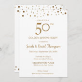 Aangepaste gouden witte 50ste trouwverjaardag kaart (Voorkant / Achterkant)