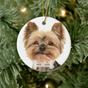 Aangepaste gouden Yorkshire Terrier-hondsfoto Keramisch Ornament