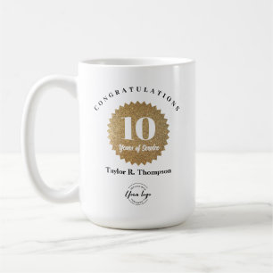 Aangepaste gouden zegel 10 jaar dienst Employee Aw Koffiemok