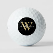 Aangepaste gouden zwarte monogram op maat golfballen (Voorkant)