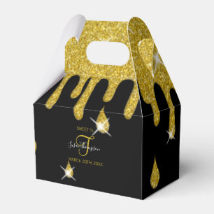 Aangepaste goudglitter-effect Bespaar op dag Bedankdoosjes