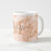 Aangepaste goudroze marmer Glitter Monogram Naam Extra Grote Beker (Voorkant rechts)