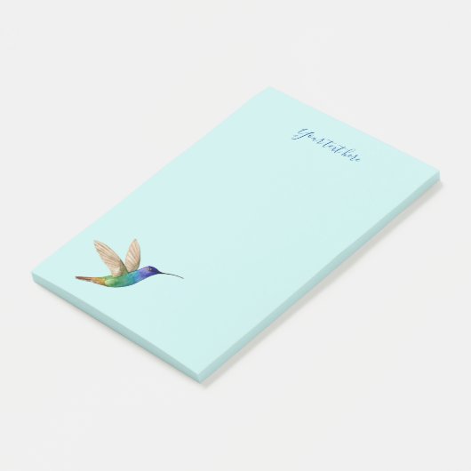Aangepaste Goudstaart Sapphire Hummingbird Post-it® Notes (Schuin)
