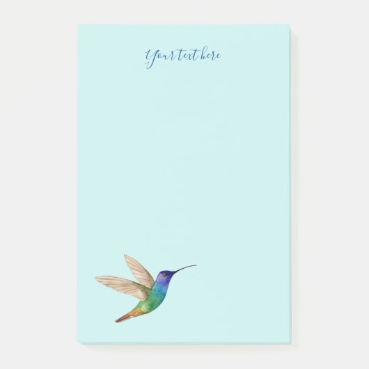 Aangepaste Goudstaart Sapphire Hummingbird Post-it® Notes (Voorkant)