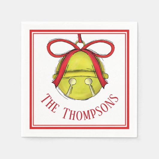 Aangepaste goudvoorraad Cute Whimsical Bell Servet (Voorkant)