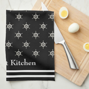 Aangepaste Gourmet Kitchen B&W Boat Helm Theedoek