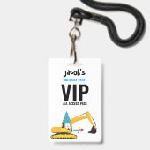 Aangepaste graafmachine verjaardagsfeest pas badge (Voorzijde met lanyard)