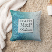 Aangepaste gradiënt Blue Mandala Wedding Pillow Kussen (Deken)