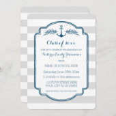 Aangepaste Graduation Party Invitation Stripes Kaart (Voorkant / Achterkant)