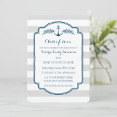 Aangepaste Graduation Party Invitation Stripes Kaart (Staand voorkant)