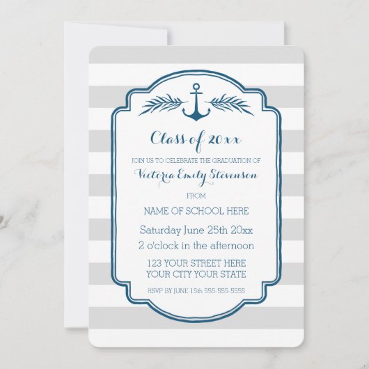 Aangepaste Graduation Party Invitation Stripes Kaart (Voorkant)