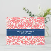 Aangepaste GraduPartij Uitnodiging Coral Blue (Staand voorkant)