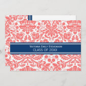 Aangepaste GraduPartij Uitnodiging Coral Blue (Voorkant / Achterkant)