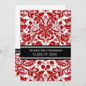 Aangepaste GraduPartij Uitnodiging rood Zwart (Voorkant / Achterkant)