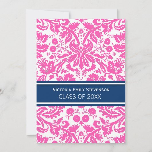 Aangepaste GraduPartij Uitnodiging Roze Blauw (Voorkant)